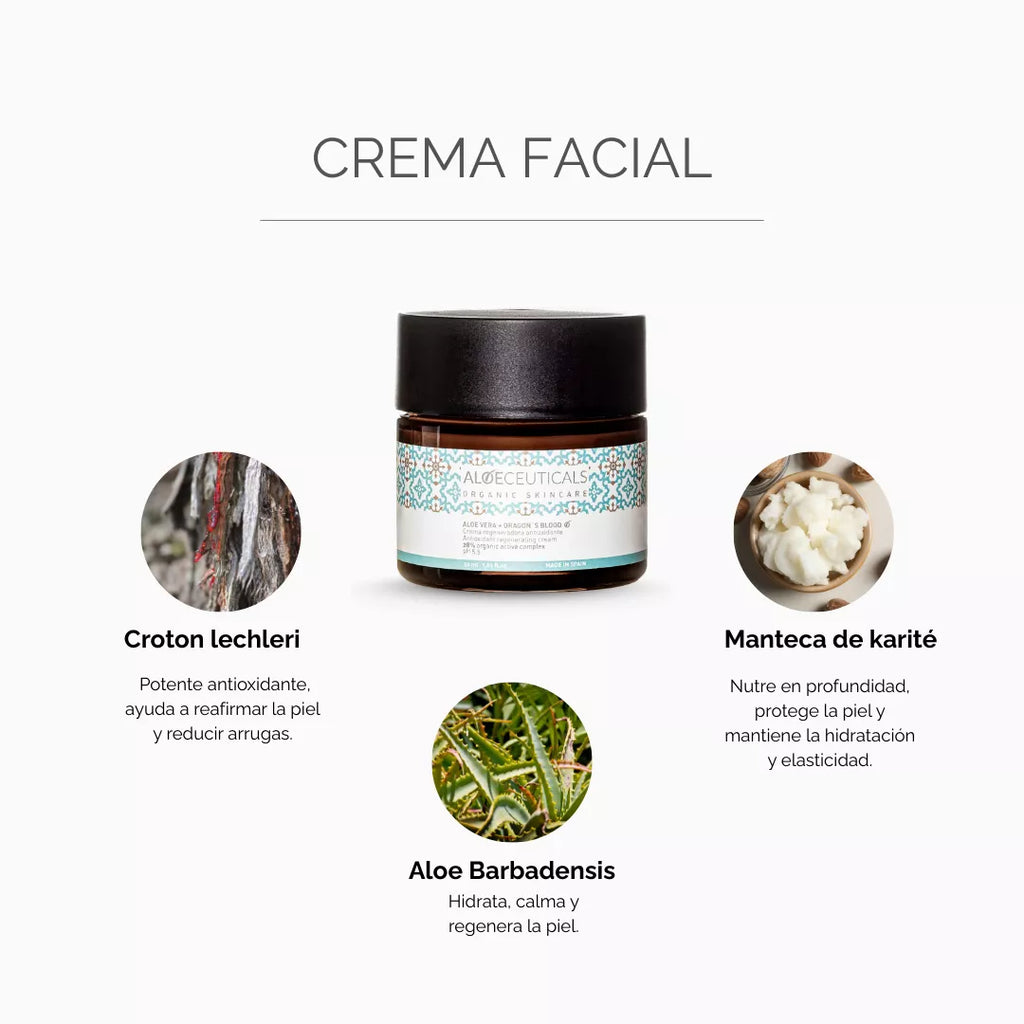 Crema hidratante facial (Aloe vera + Croton lechleri)