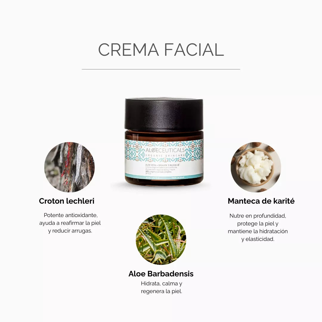 Crema hidratante facial (Aloe vera + Croton lechleri)